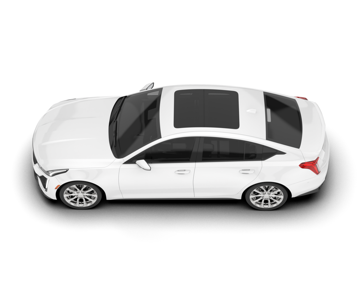 White city car isolated on transparent background. 3d rendering - illustration png