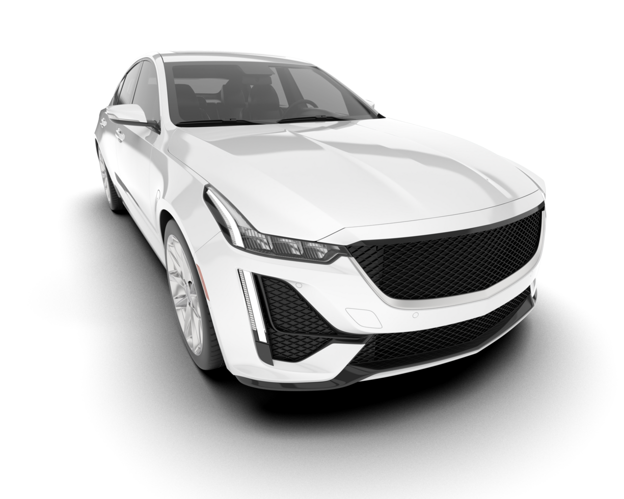 White city car isolated on transparent background. 3d rendering - illustration png
