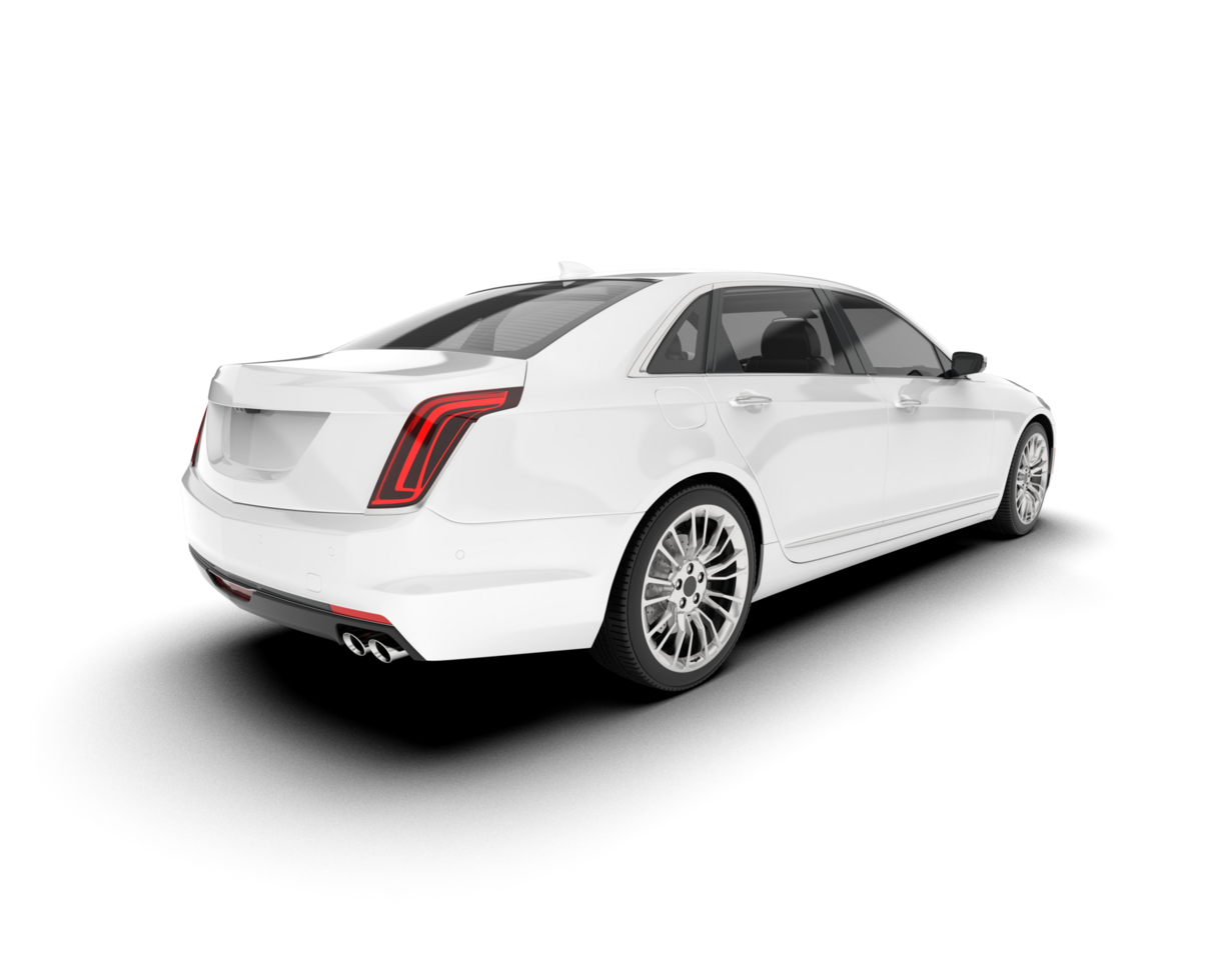 White city car isolated on transparent background. 3d rendering - illustration png