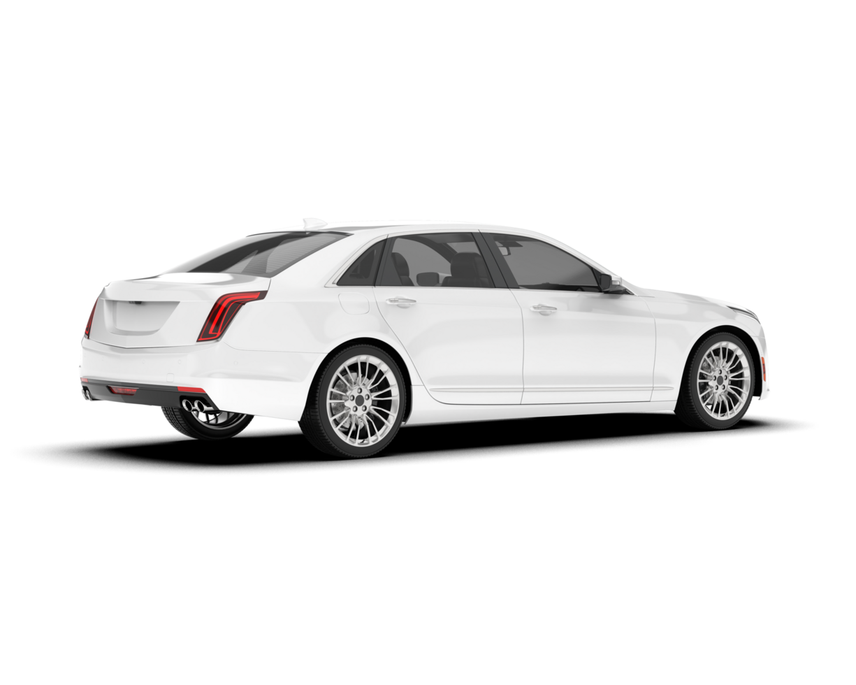 White city car isolated on transparent background. 3d rendering - illustration png