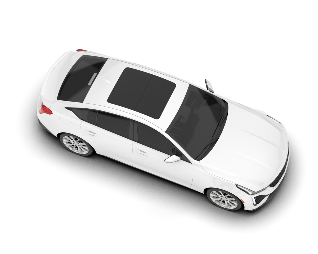 White city car isolated on transparent background. 3d rendering - illustration png