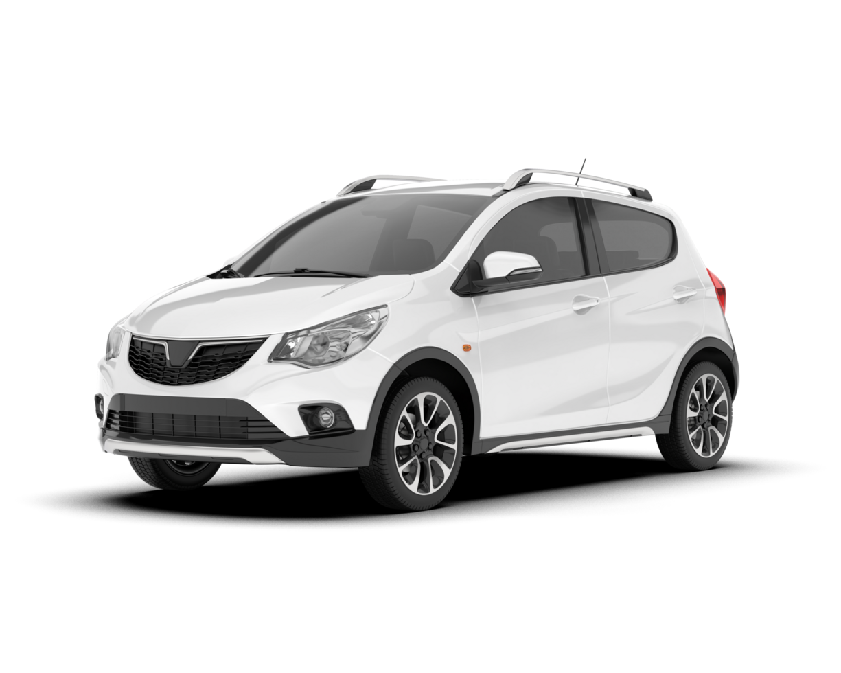 White city car isolated on transparent background. 3d rendering - illustration png