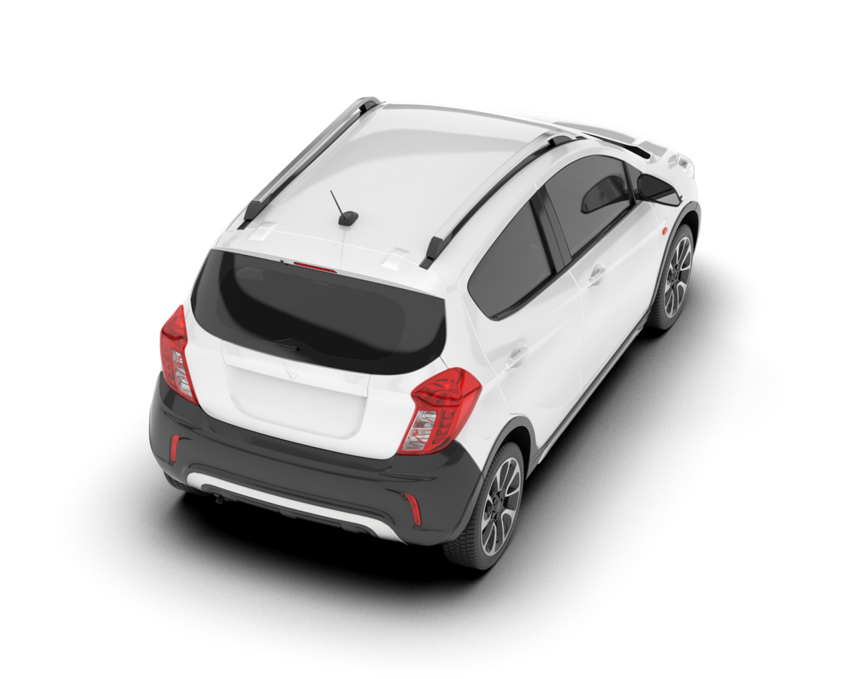 White city car isolated on transparent background. 3d rendering - illustration png