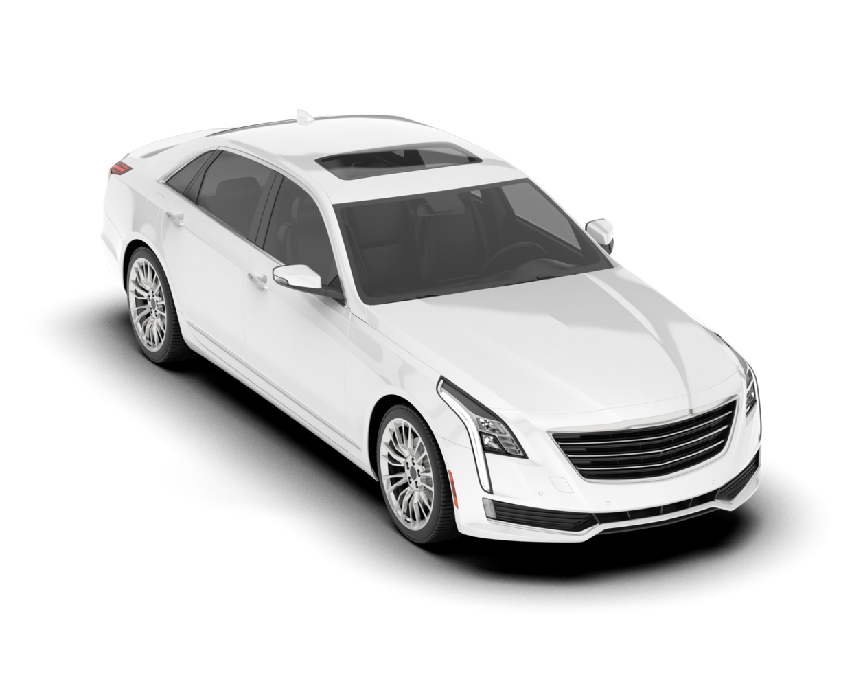White city car isolated on transparent background. 3d rendering - illustration png