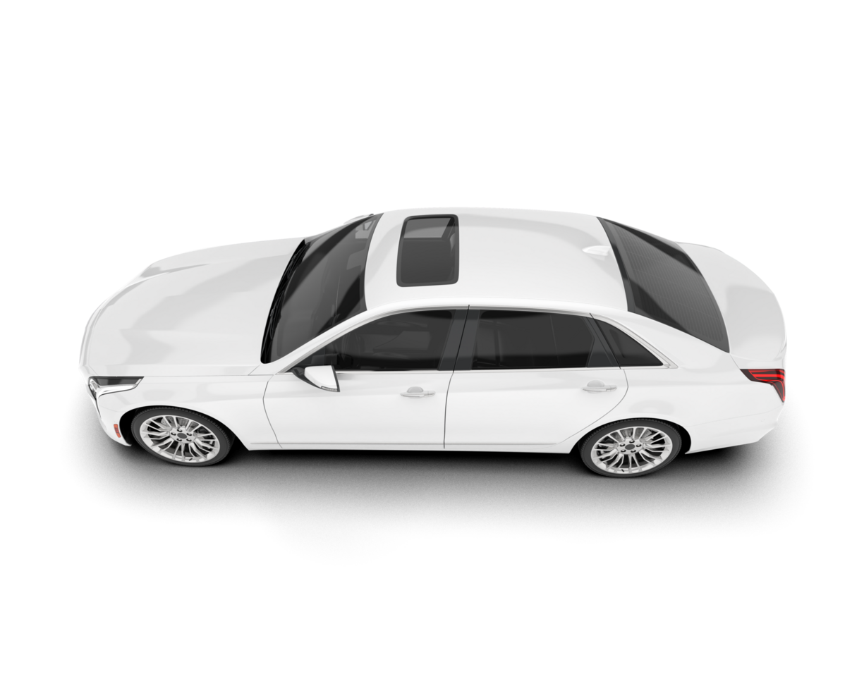 White city car isolated on transparent background. 3d rendering - illustration png