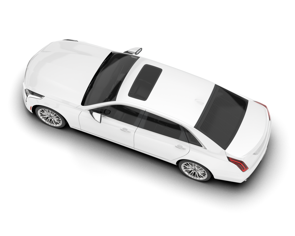 White city car isolated on transparent background. 3d rendering - illustration png