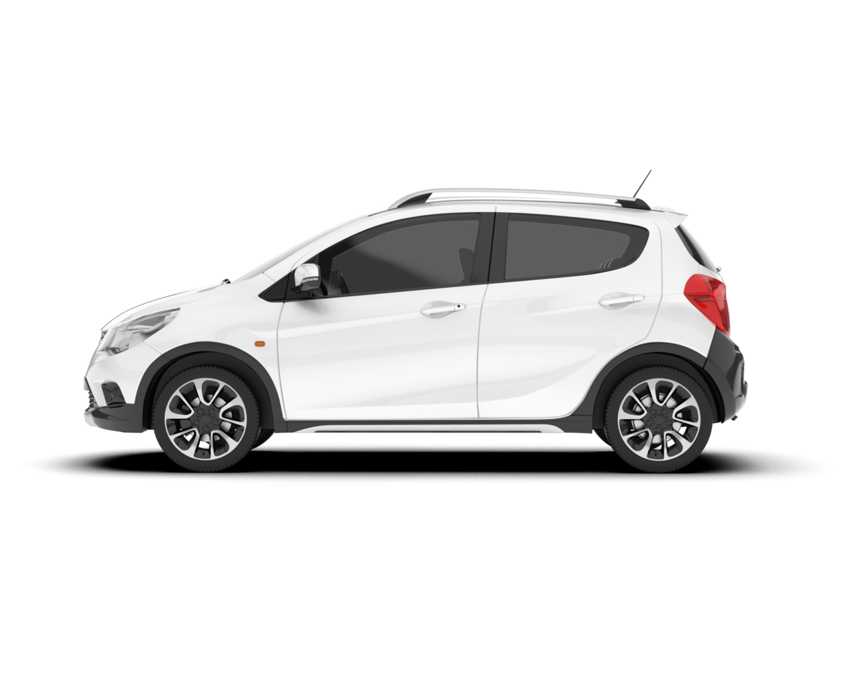 White city car isolated on transparent background. 3d rendering - illustration png