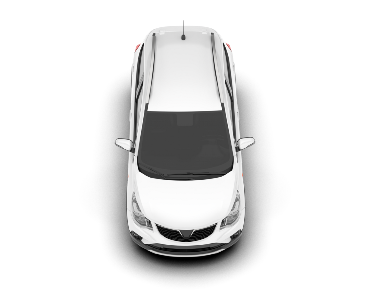 White city car isolated on transparent background. 3d rendering - illustration png