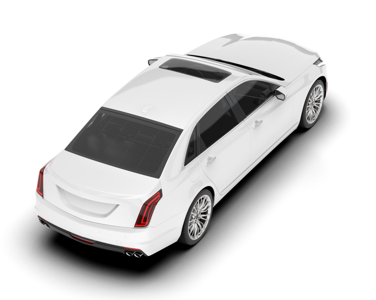 White city car isolated on transparent background. 3d rendering - illustration png