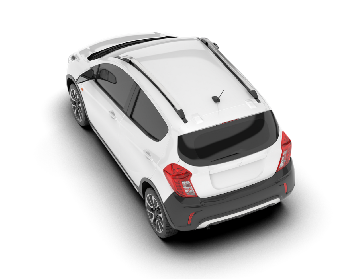 White city car isolated on transparent background. 3d rendering - illustration png