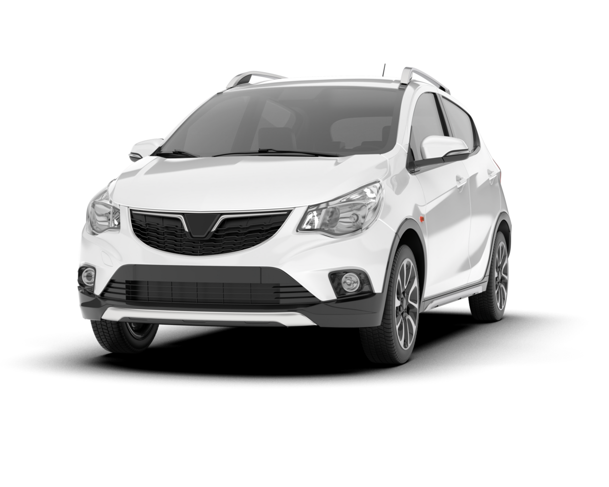 White city car isolated on transparent background. 3d rendering - illustration png