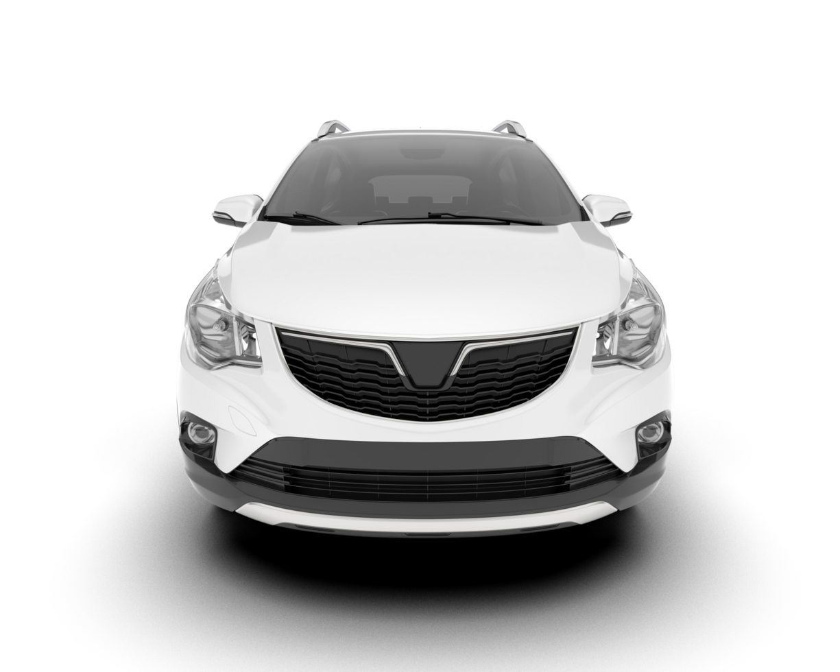 White city car isolated on transparent background. 3d rendering - illustration png