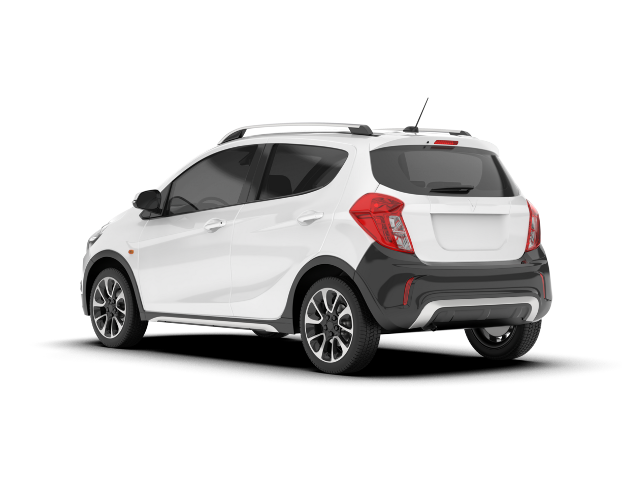 White city car isolated on transparent background. 3d rendering - illustration png
