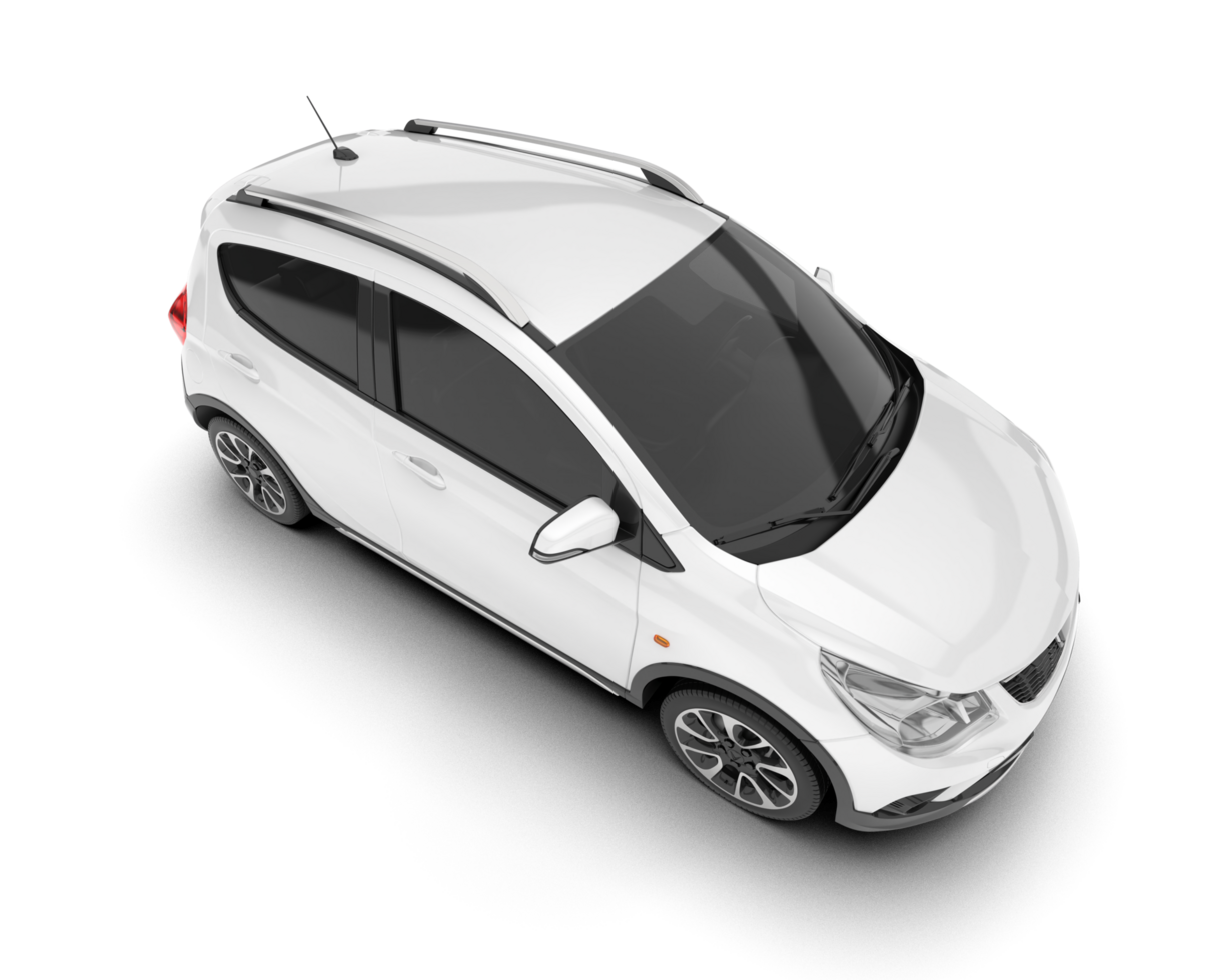 White city car isolated on transparent background. 3d rendering - illustration png