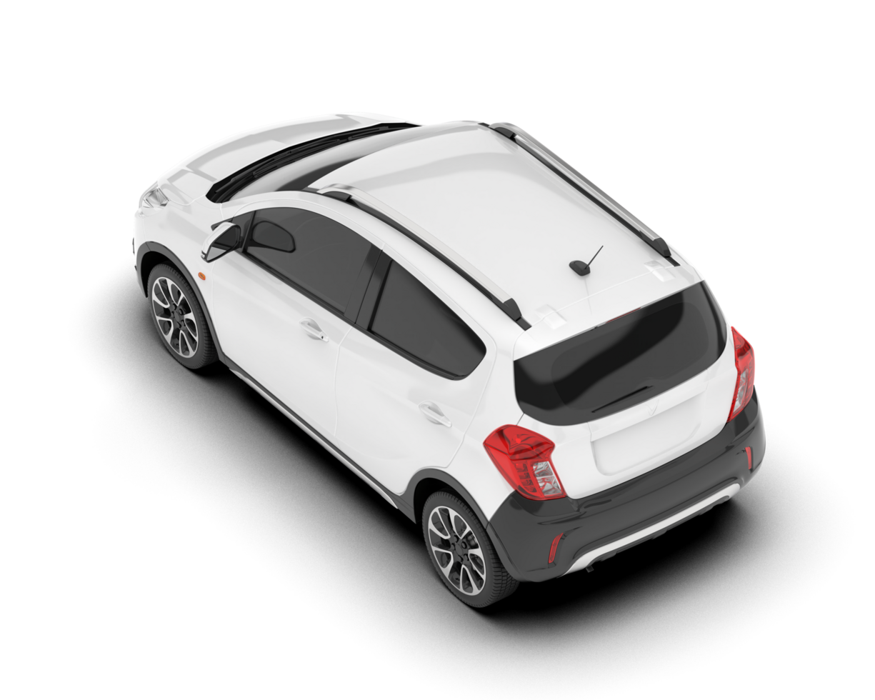 White city car isolated on transparent background. 3d rendering - illustration png