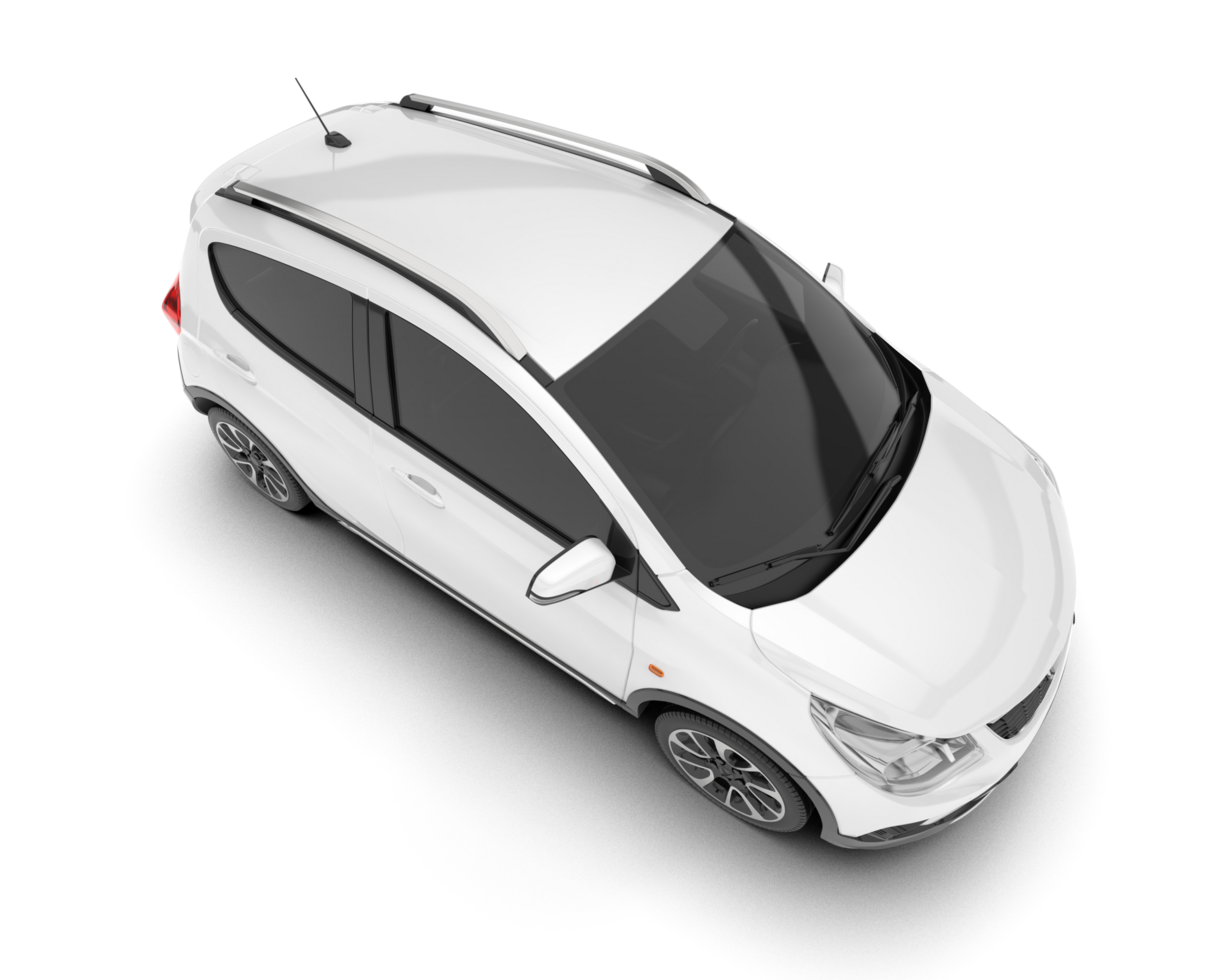 White city car isolated on transparent background. 3d rendering - illustration png
