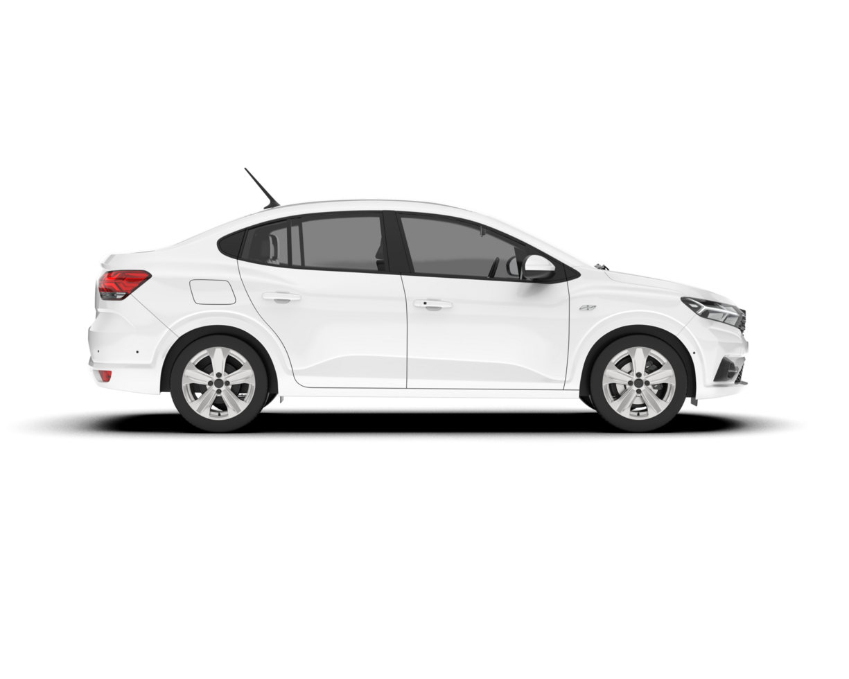 White city car isolated on transparent background. 3d rendering - illustration png