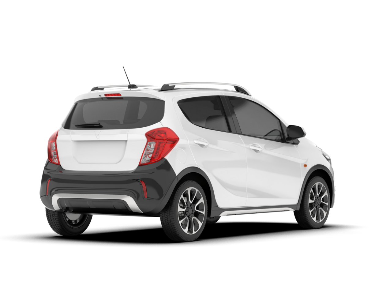 White city car isolated on transparent background. 3d rendering - illustration png