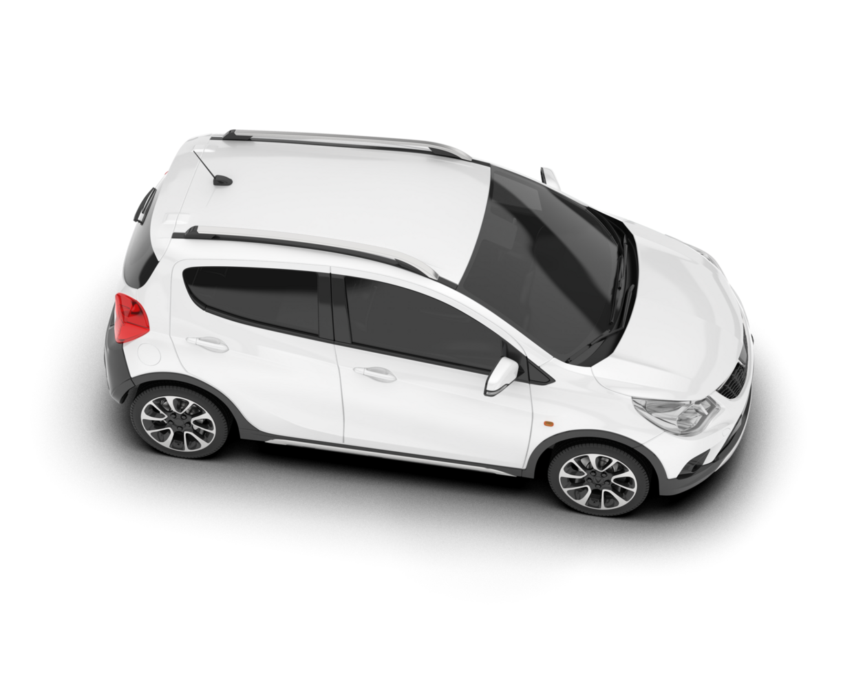 White city car isolated on transparent background. 3d rendering - illustration png