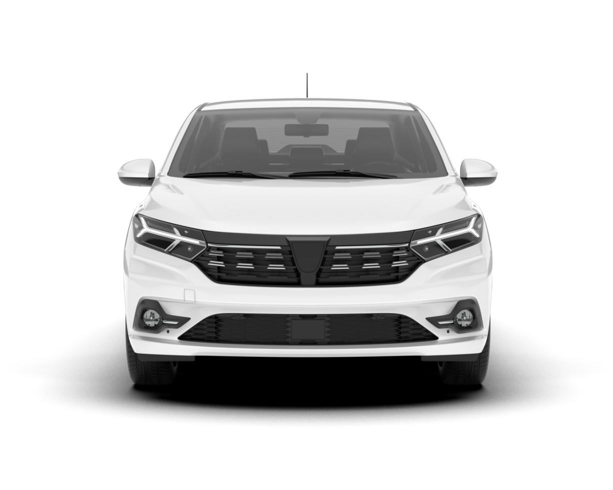 White city car isolated on transparent background. 3d rendering - illustration png