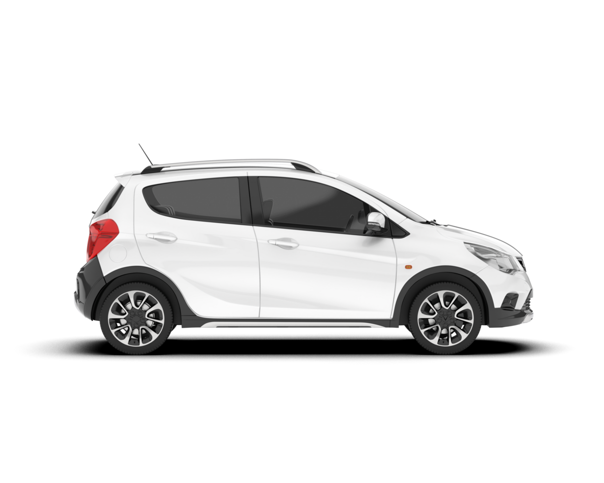 White city car isolated on transparent background. 3d rendering - illustration png