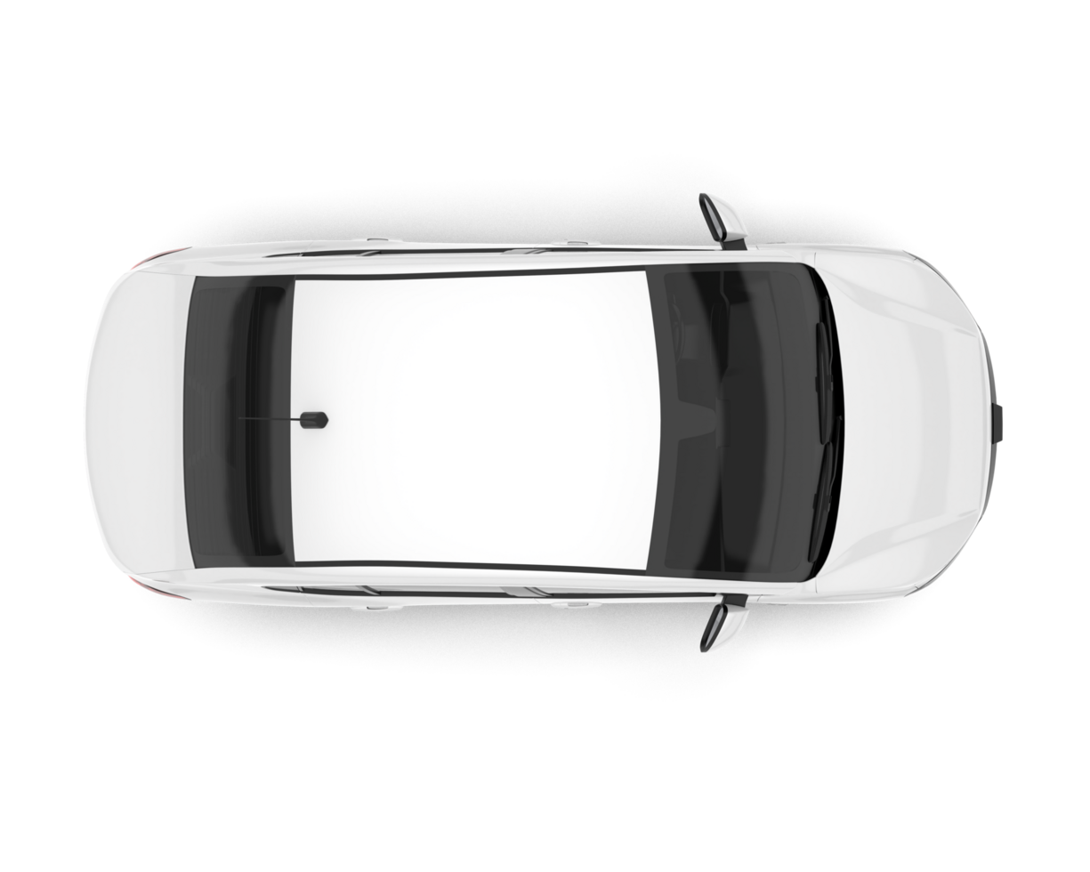 White city car isolated on transparent background. 3d rendering - illustration png