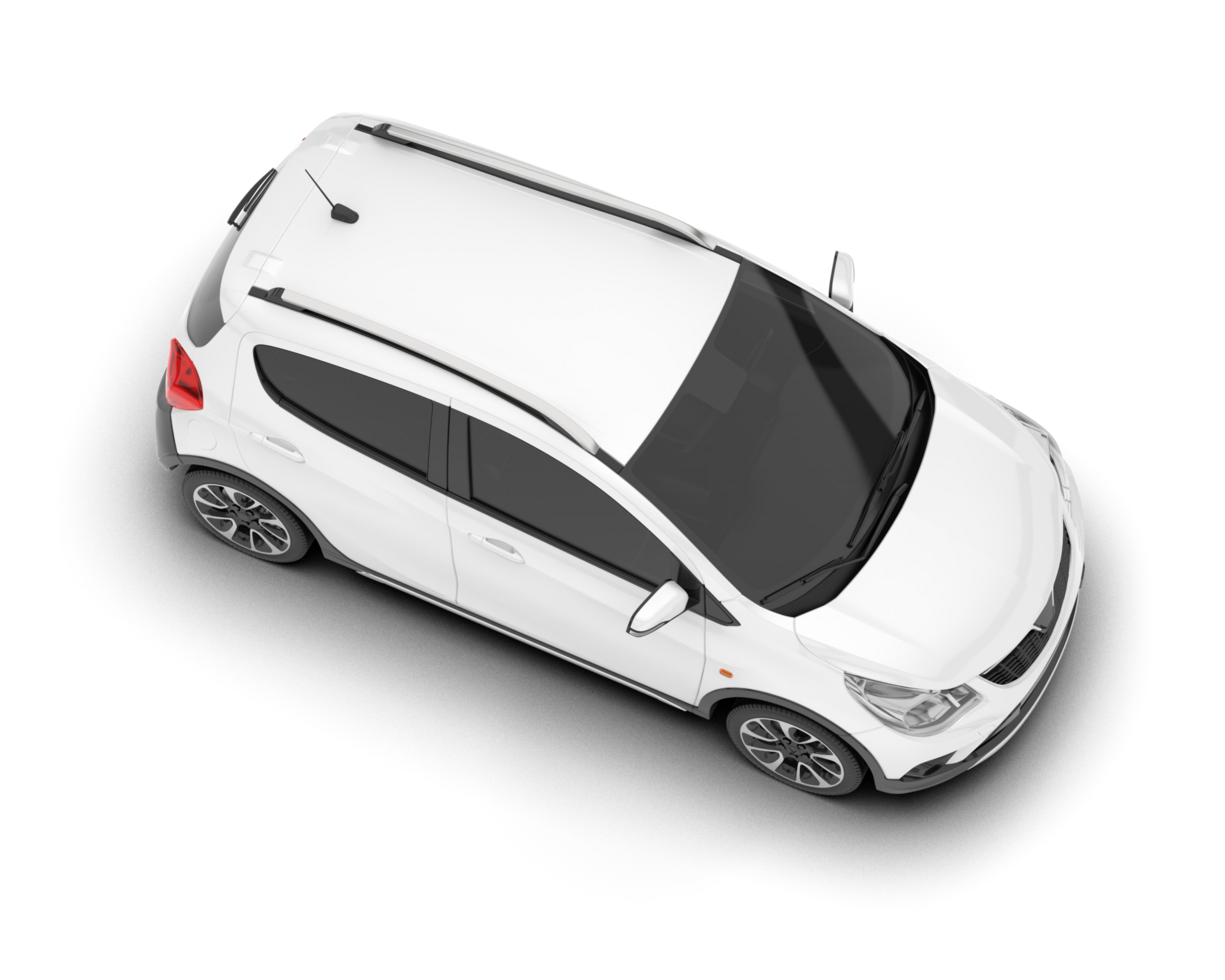 White city car isolated on transparent background. 3d rendering - illustration png