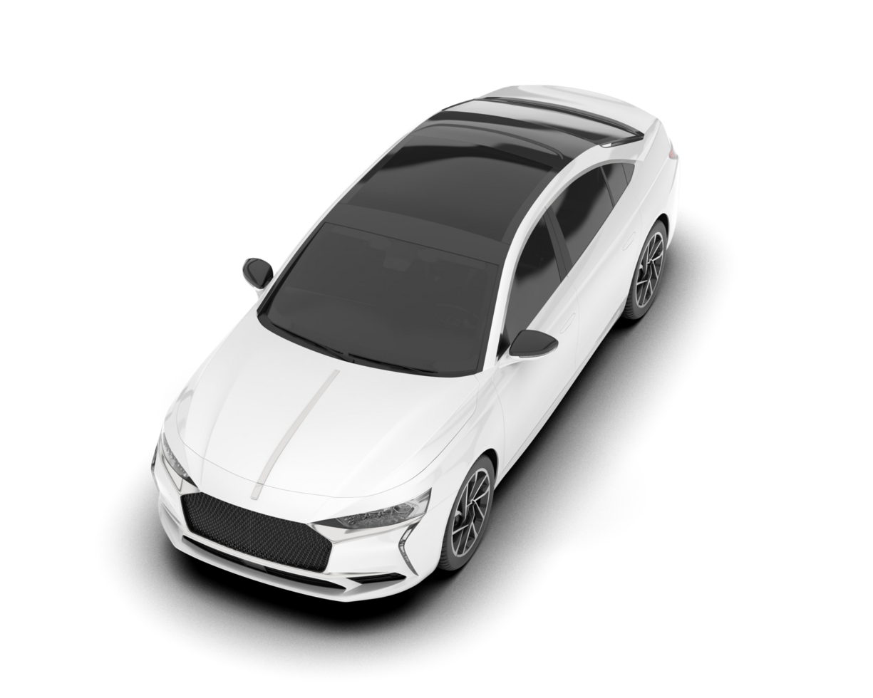 White city car isolated on transparent background. 3d rendering - illustration png