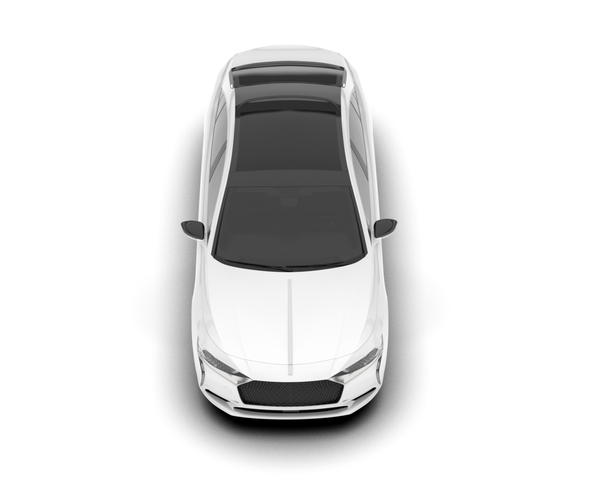 White city car isolated on transparent background. 3d rendering - illustration png