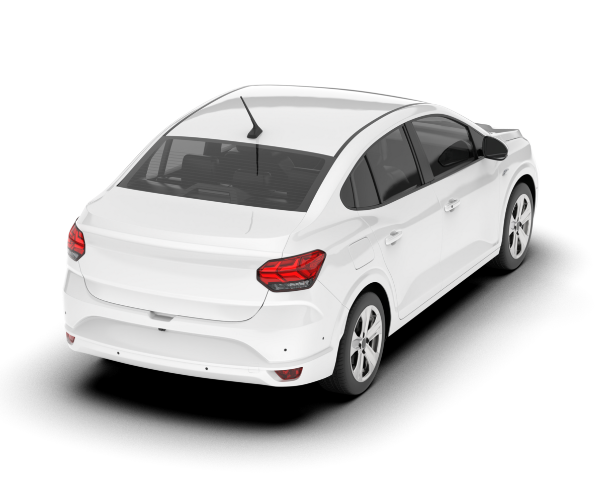 White city car isolated on transparent background. 3d rendering - illustration png