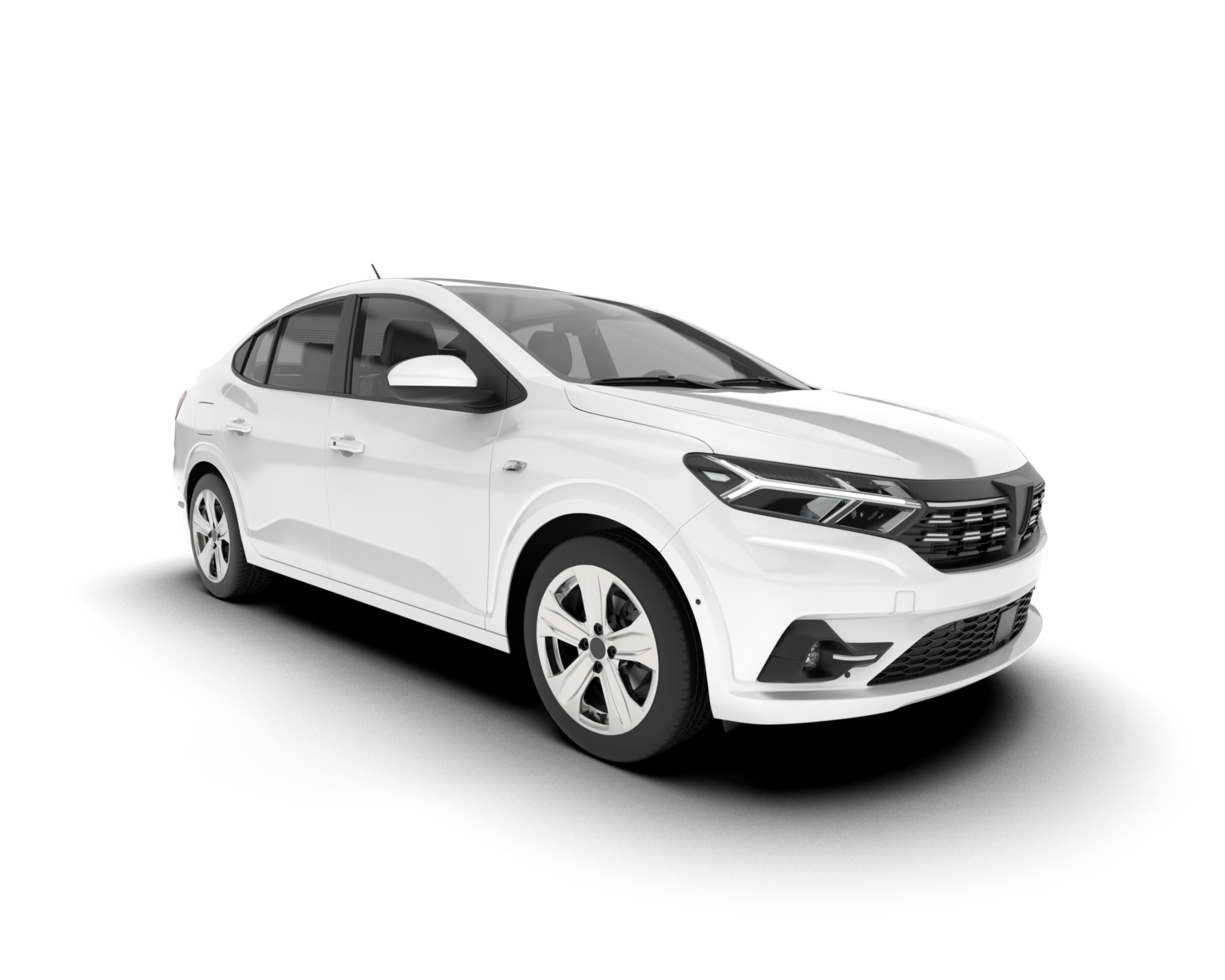 White city car isolated on transparent background. 3d rendering - illustration png