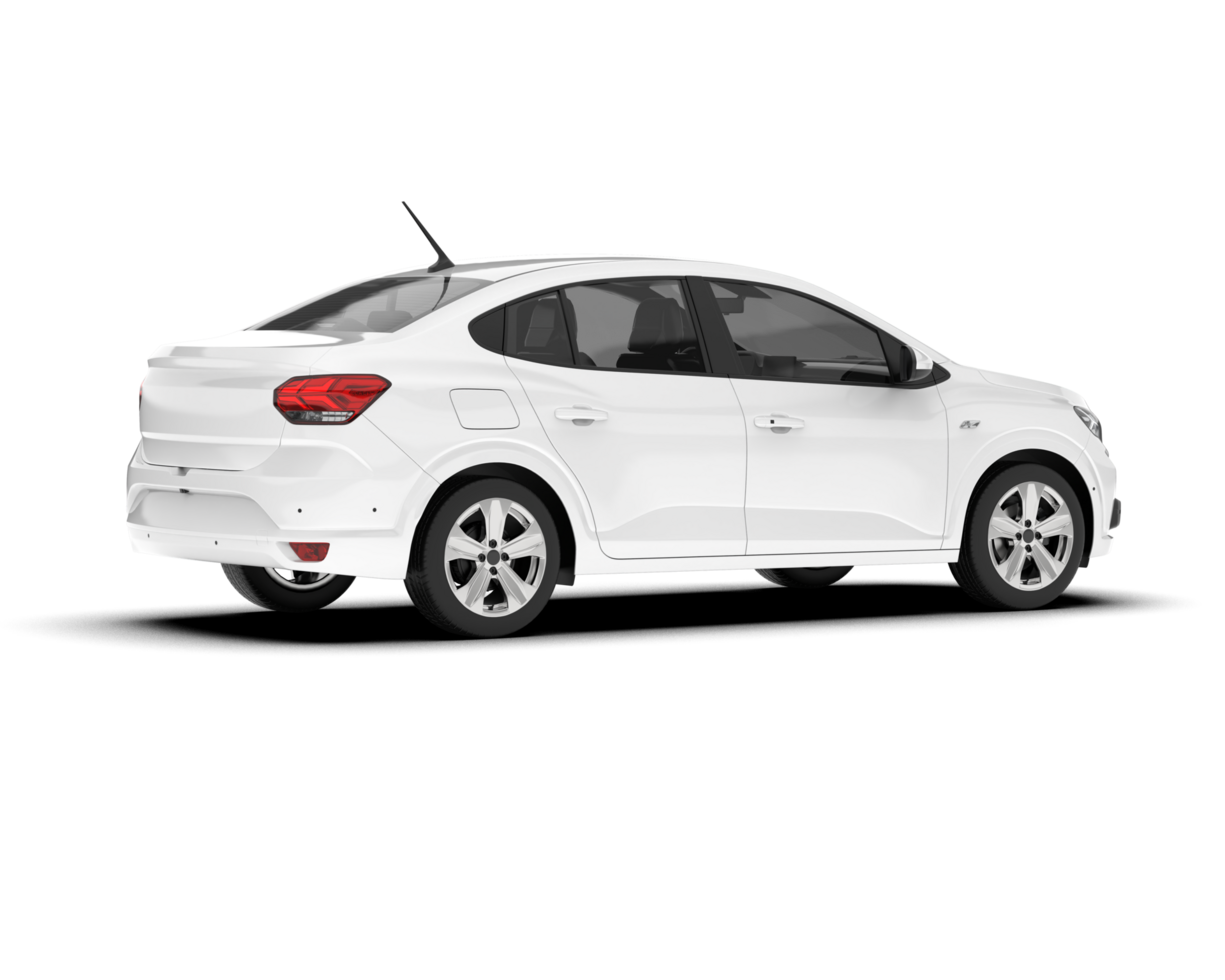 White city car isolated on transparent background. 3d rendering - illustration png