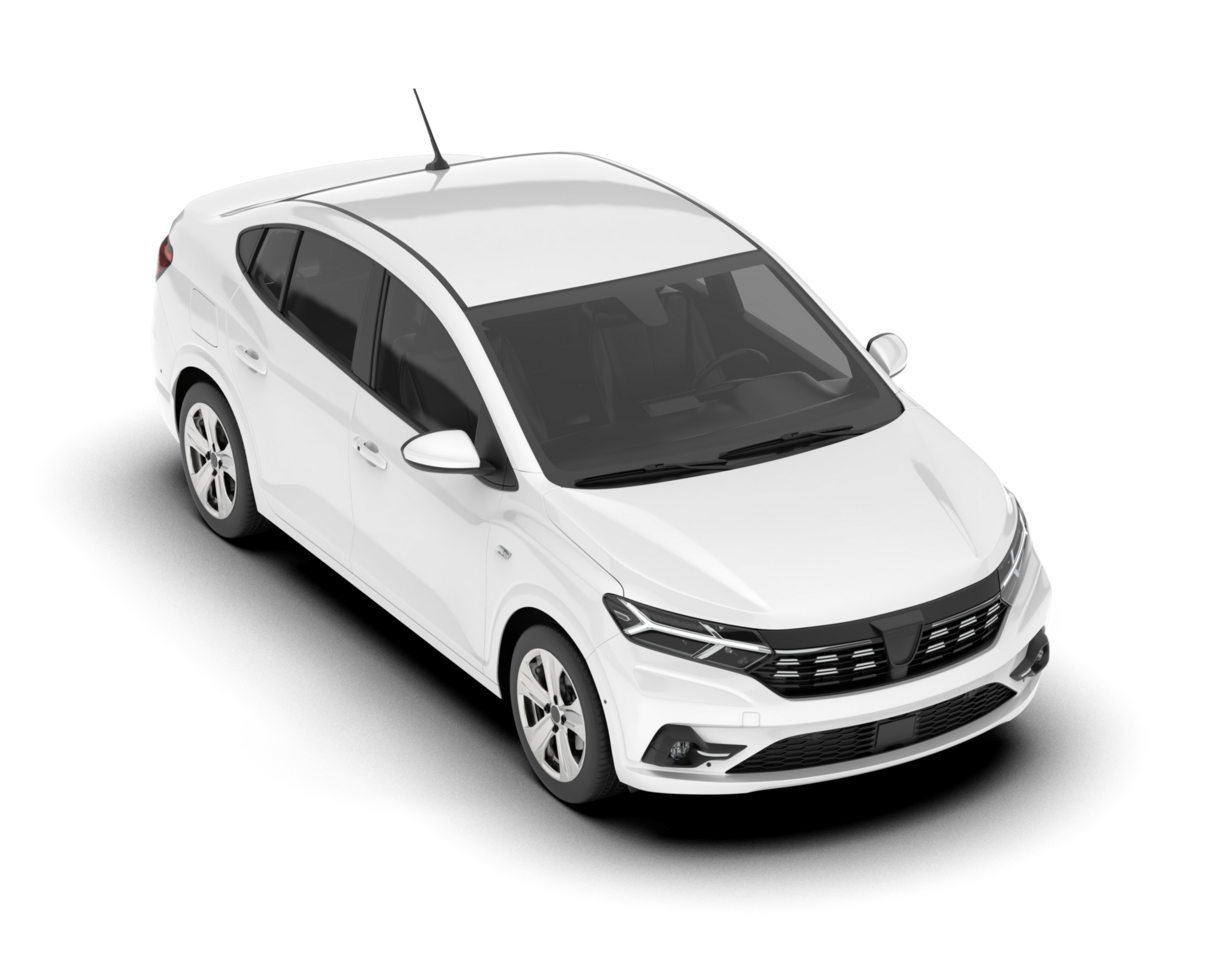 White city car isolated on transparent background. 3d rendering - illustration png