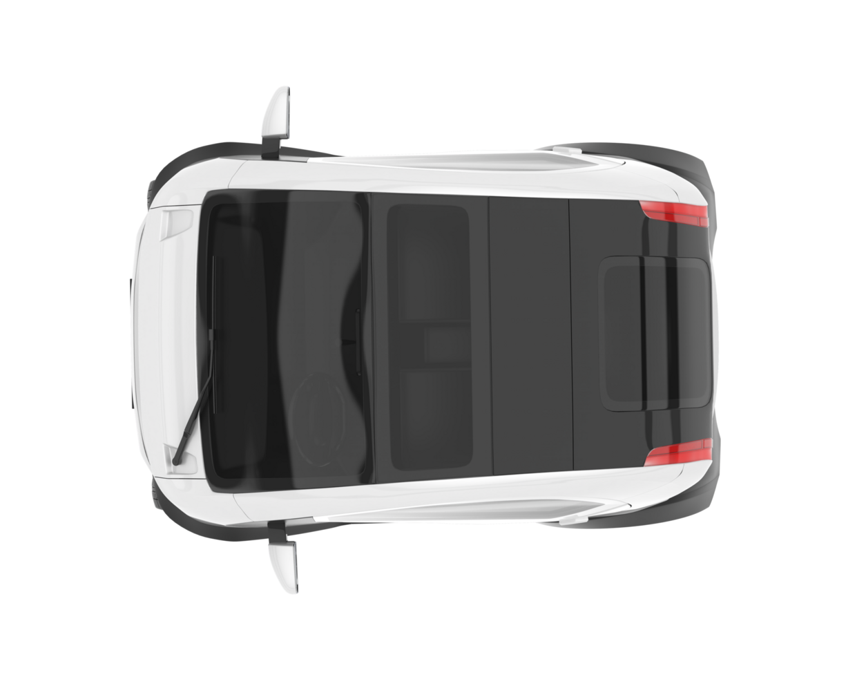 White city car isolated on transparent background. 3d rendering - illustration png