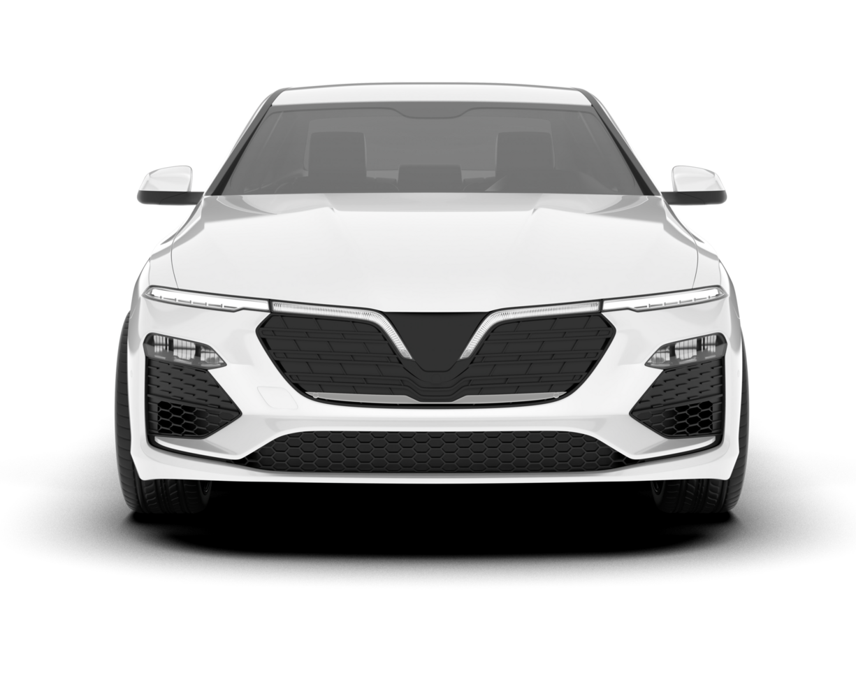 White city car isolated on transparent background. 3d rendering - illustration png