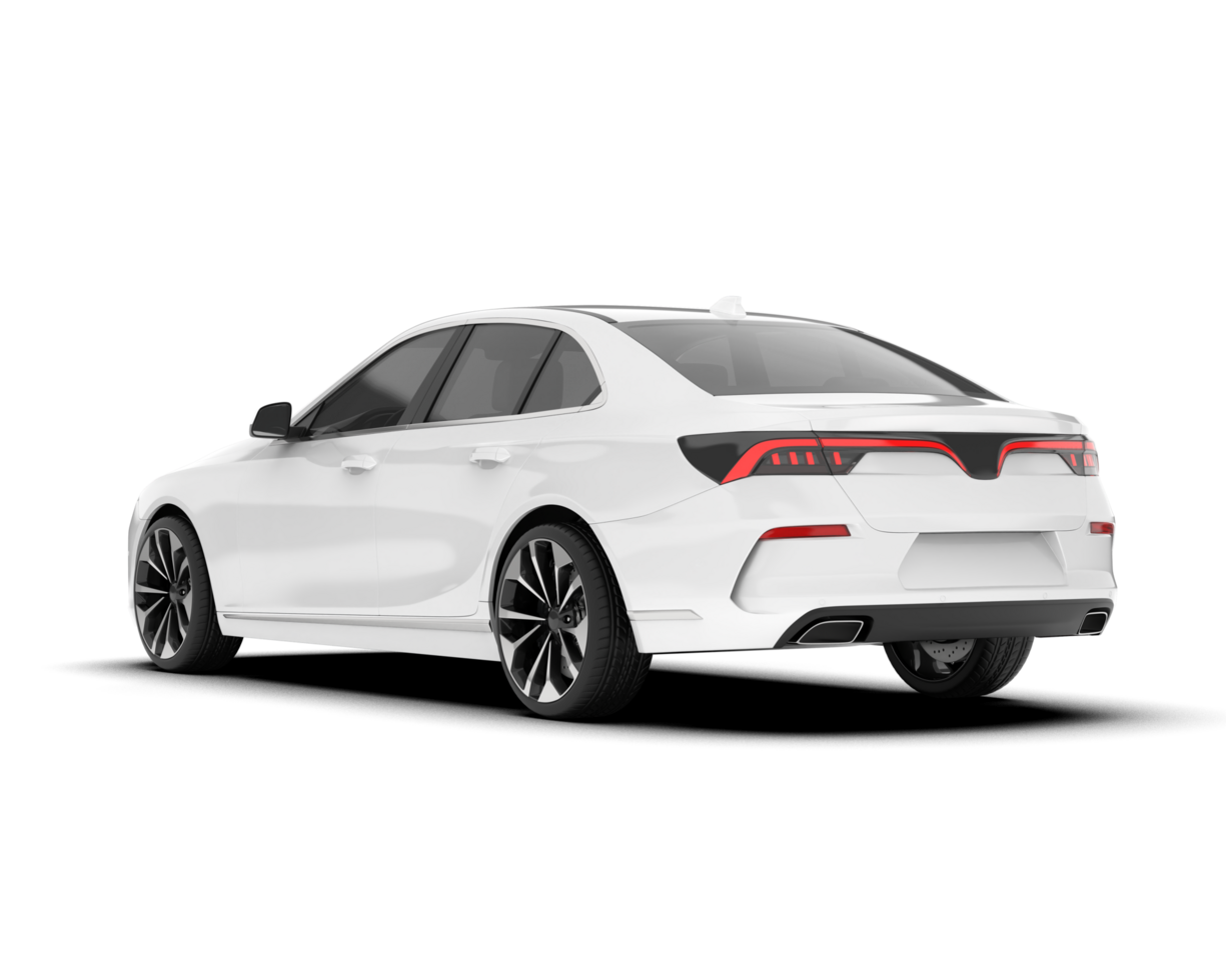White city car isolated on transparent background. 3d rendering - illustration png