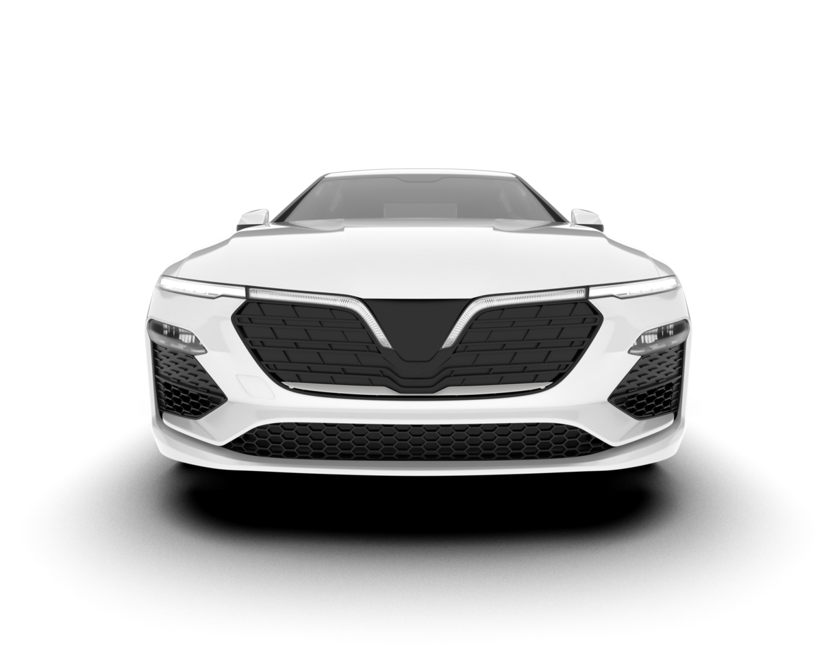 White city car isolated on transparent background. 3d rendering - illustration png