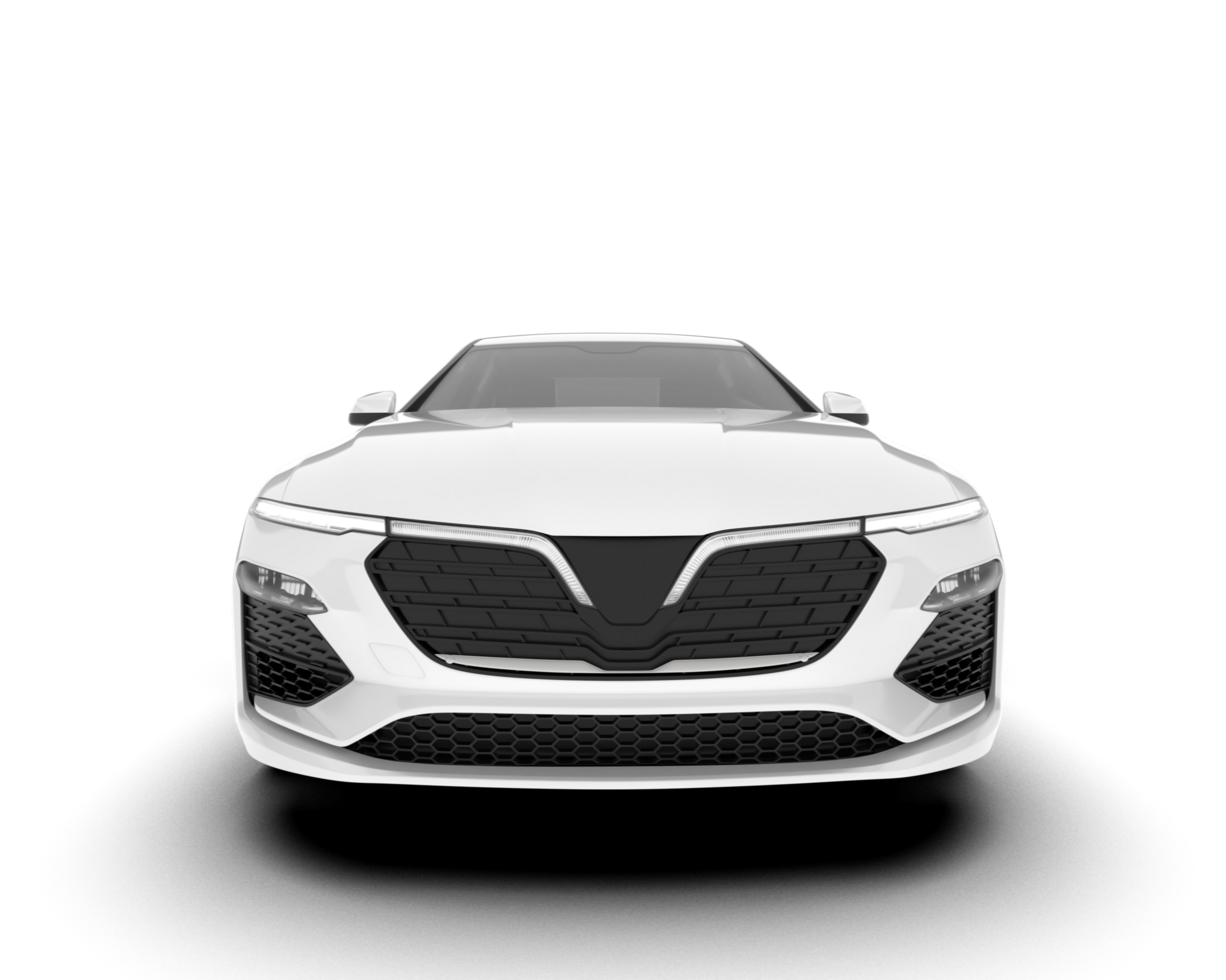 White city car isolated on transparent background. 3d rendering - illustration png