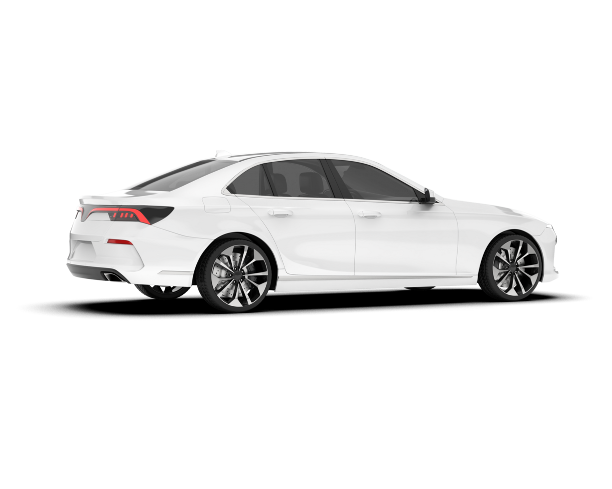White city car isolated on transparent background. 3d rendering - illustration png