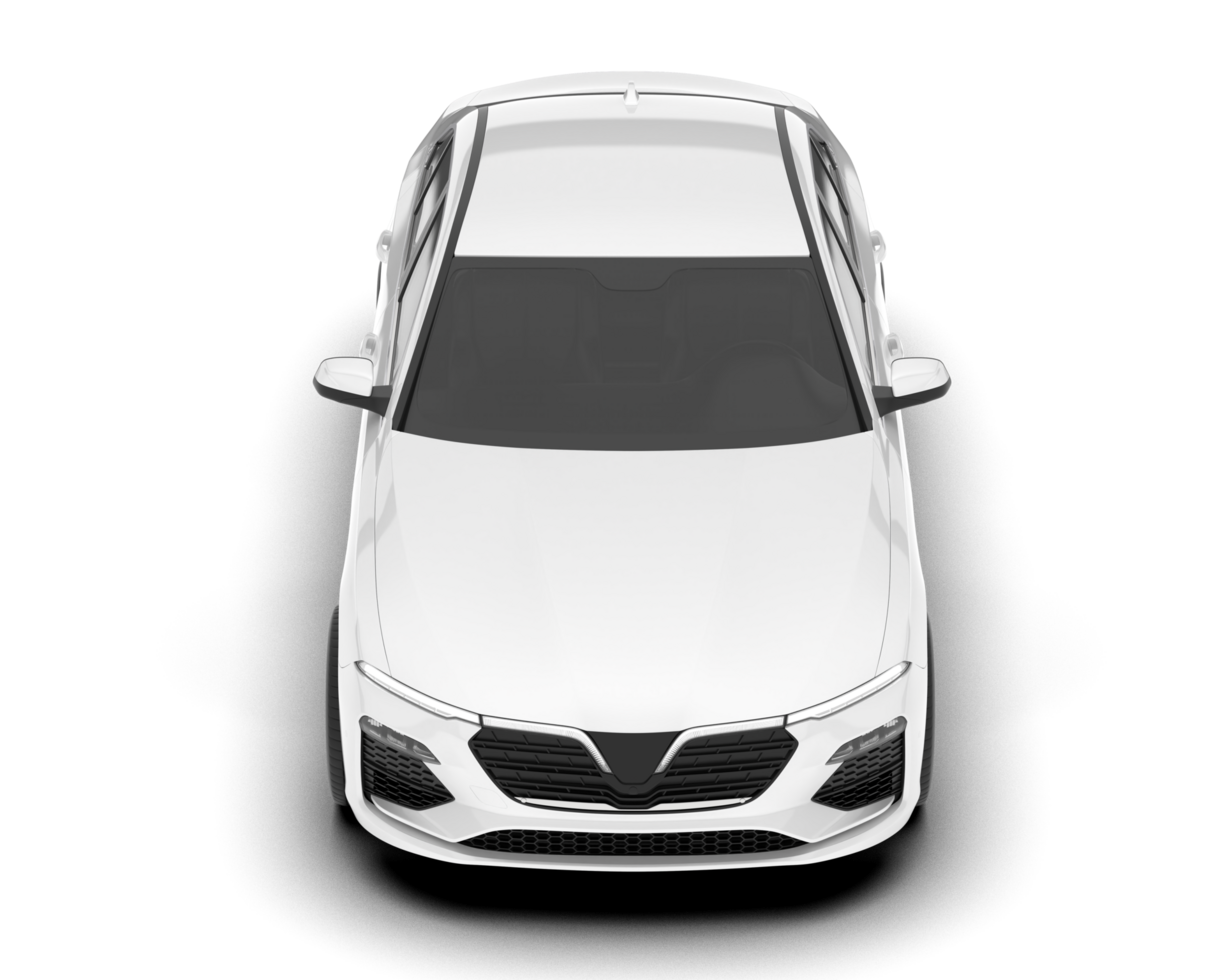 White city car isolated on transparent background. 3d rendering - illustration png