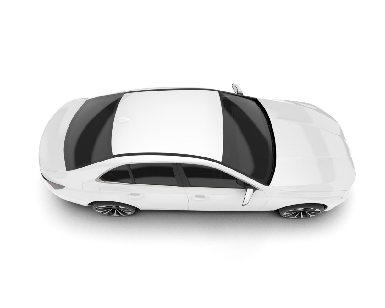 White city car isolated on transparent background. 3d rendering - illustration png