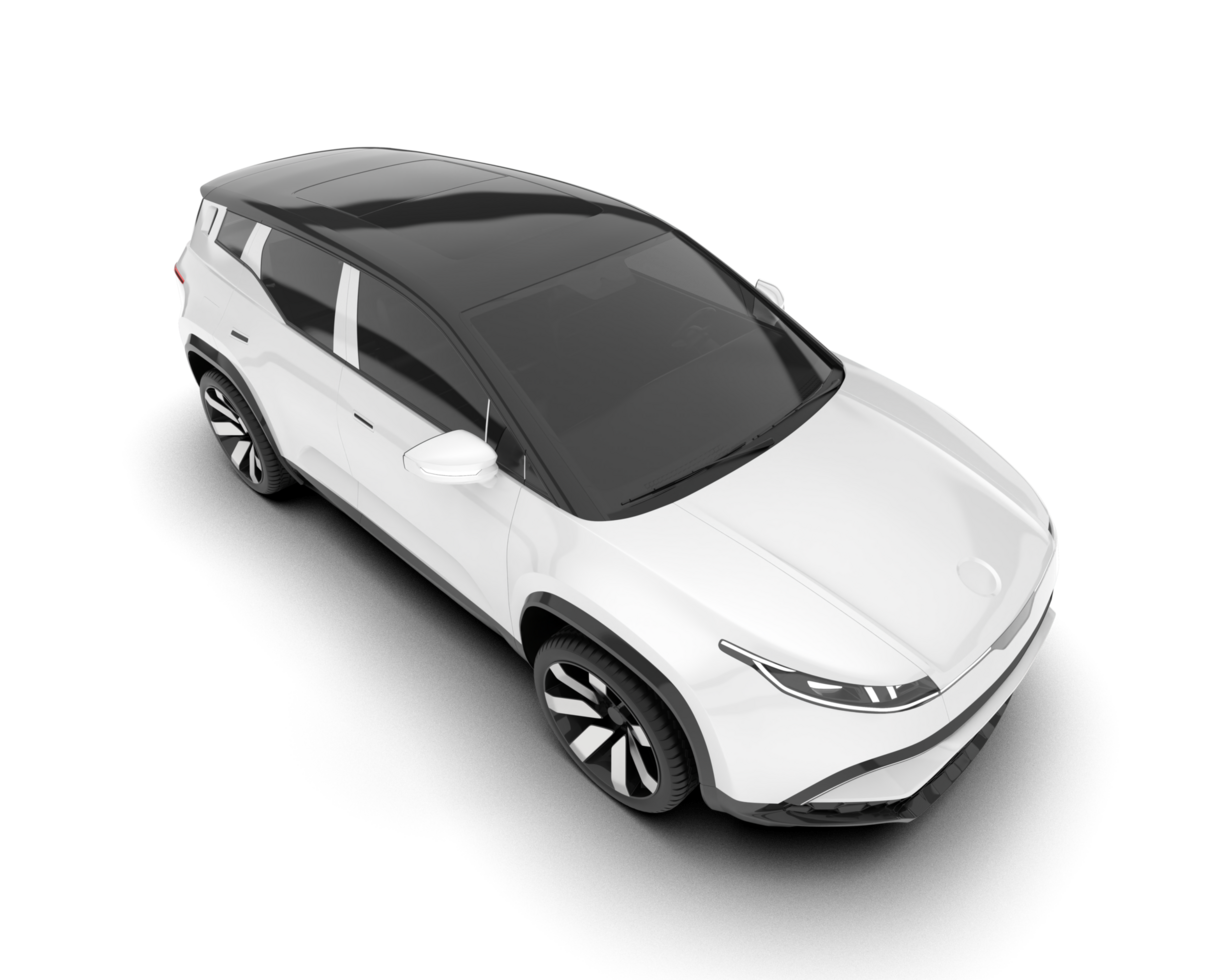 White city car isolated on transparent background. 3d rendering - illustration png