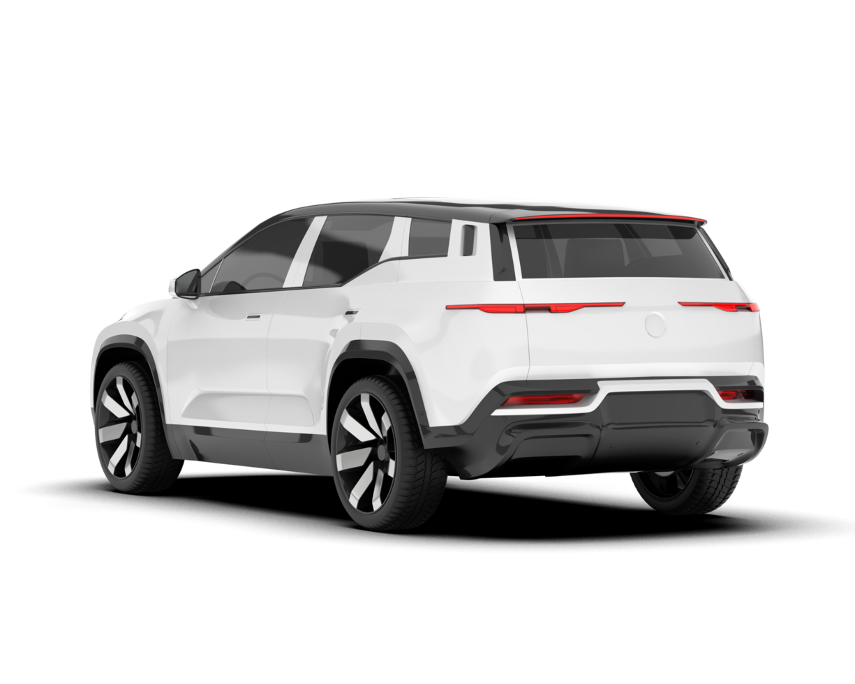 White city car isolated on transparent background. 3d rendering - illustration png