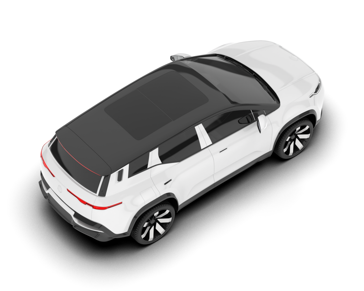 White city car isolated on transparent background. 3d rendering - illustration png
