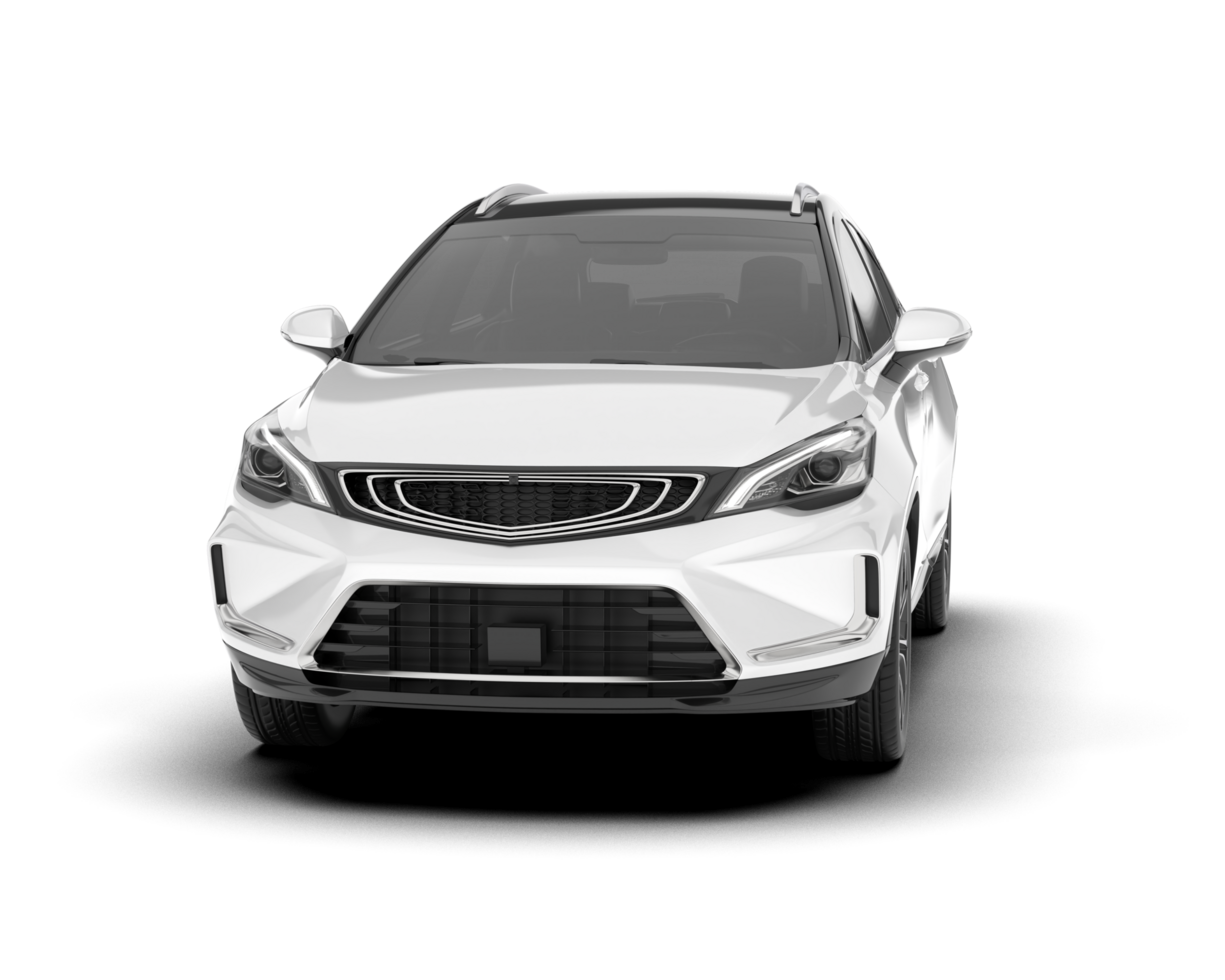 White city car isolated on transparent background. 3d rendering - illustration png