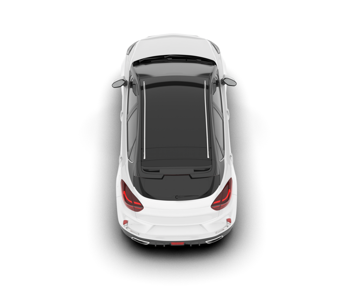 White city car isolated on transparent background. 3d rendering - illustration png