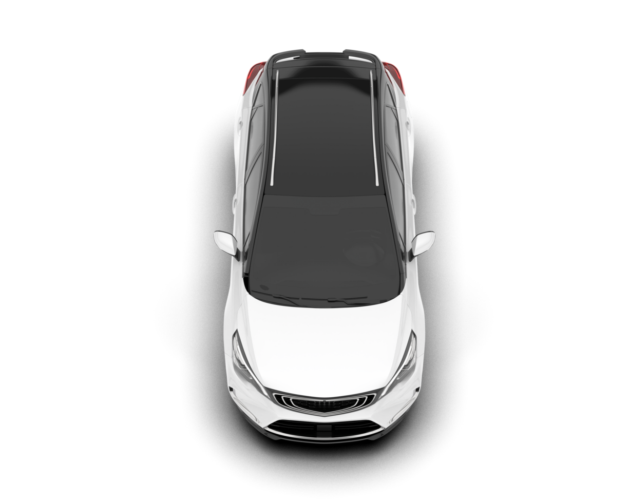 White city car isolated on transparent background. 3d rendering - illustration png