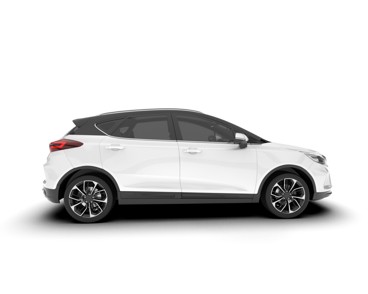 White city car isolated on transparent background. 3d rendering - illustration png