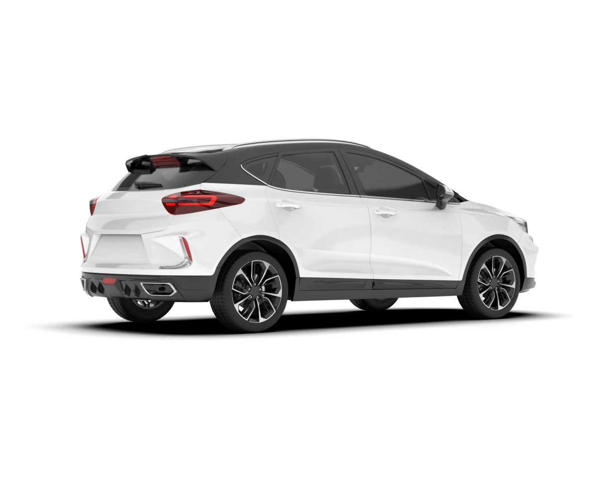 White city car isolated on transparent background. 3d rendering - illustration png