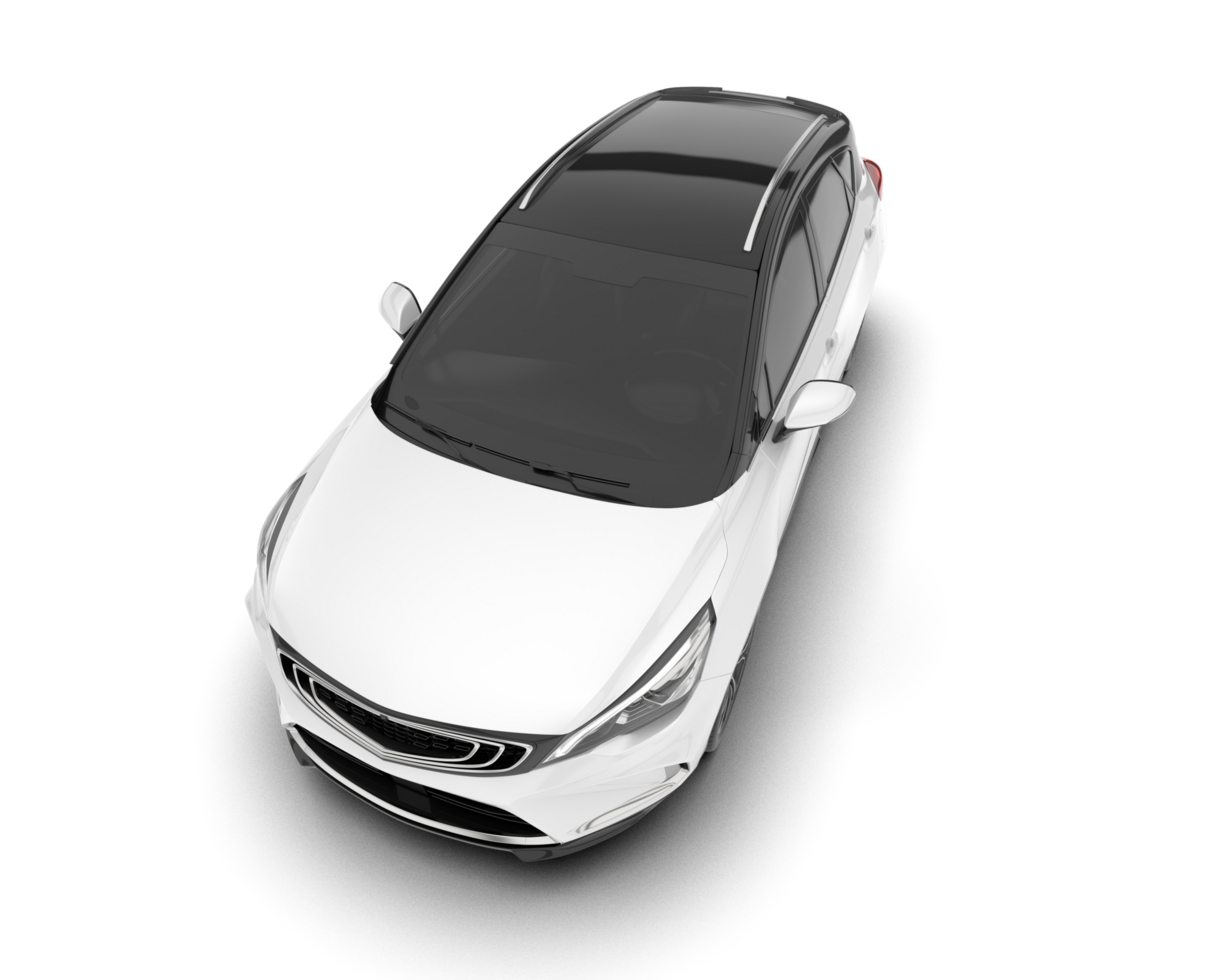 White city car isolated on transparent background. 3d rendering - illustration png